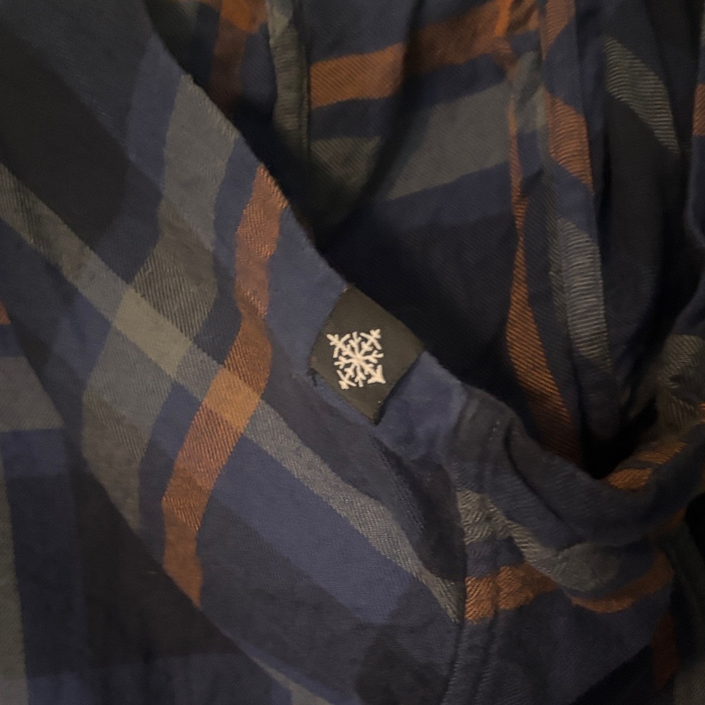 Ski the east Blue and Orange Plaid flannel Hoodie - Picture 5 of 5